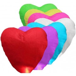 Lampiony štěstí 10 kusů mix barev - tvar srdce
